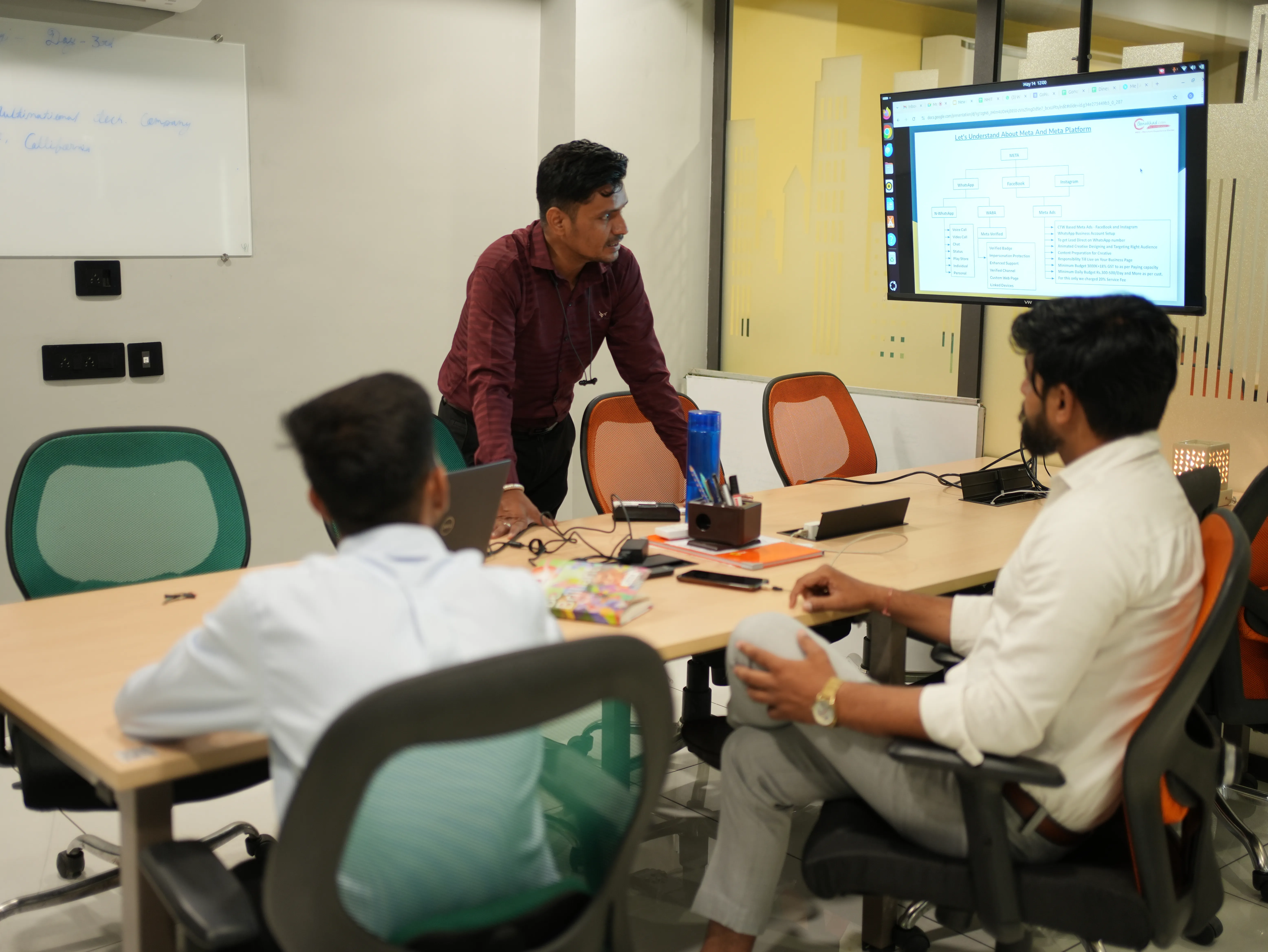Meeting room with presentation at Creware Vaishali Nagar